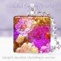 Floral bright orchid HOT pink rust ivory 1" glass tile pendant necklace Gift Ide