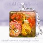 Flower bouquet rust gold orange tan HOT 1" glass tile pendant necklace Gift Idea