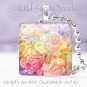 Flowers Roses pastel yellow peach pink 1" glass tile pendant necklace Gift Idea