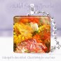 Flowers rust maize gold orange autumn 1" glass tile pendant necklace Gift Idea