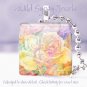 Pastel FLORAL yellow peach pink orchid 1" glass tile pendant necklace Gift Idea