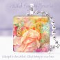 Pastel tranquil FLORAL yellow peach pink 1" glass tile pendant necklace Gift Ide