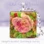 Vtg Victorian FLORAL rose green pink 1" glass tile pendant necklace Gift Idea