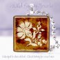 Faux Stenciled ivory tole flower brown 1" glass tile pendant necklace Gift Idea