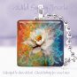Floral Water lily orange cyan white HOT 1" glass tile pendant necklace Gift Idea
