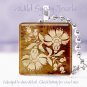 Ivory faux stenciled tole flower sienna 1" glass tile pendant necklace Gift Idea