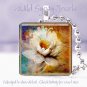 Magnolia floral white brown blue chic 1" glass tile pendant necklace Gift Idea