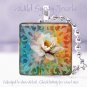 Orange Blue white magnolia funky chic 1" glass tile pendant necklace Gift Idea