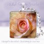 Rose Pink Floral 1" glass tile pendant brown tan chic shabby necklace Gift Idea