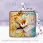 White water lily cyan blue sienna tan 1" glass tile pendant necklace Gift Idea