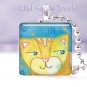 Colorful yellow tiger cat whimsical 1" glass tile pendant necklace great gift id