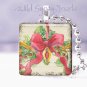 Vintage Christmas Bow retro holiday 1" glass tile pendant necklace gift idea