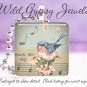 Music Musical notes Blue Bird spring chic shabby 1" glass tile pendant necklace