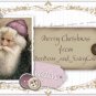 Vtg. Santa Christmas tree children postcard 1 x 1.5" glass tile pendant necklace
