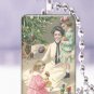 Vtg Christmas Mother children postcard GIFT IDEA glass tile pendant necklace NEW