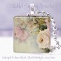 HP lush roses pink ivory cream Victorian glass tile pendant necklace made in USA