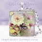 Hand painted pink cream yellow aqua 1" chic & shabby glass tile pendant necklace