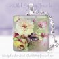 Hand painted pink cream yellow aqua 1" chic & shabby glass tile pendant necklace