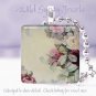 Neutral bg hand painted roses pink burgundy aqua 1" glass tile pendant necklace