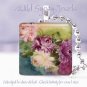 Chic shabby hand painted roses purple pink glass tile pendant necklace made USA