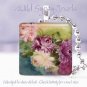 Chic shabby hand painted roses purple pink glass tile pendant necklace made USA