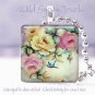 HP roses pink yellow aqua ivory 1" chic glass tile pendant necklace made in USA