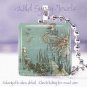 Vtg Fairytale Fairy Faerie flight neutral aqua 1" glass tile pendant necklace