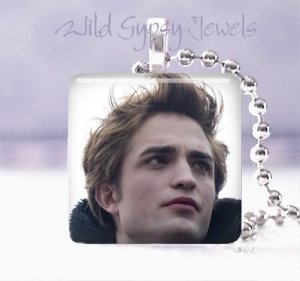 Twilight saga EDWARD Rob Pattison 1" glass tile pendant Necklace unique gift ide