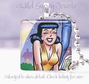 "Archie" comic book hero Veronica 1941 retro chic 1" glass tile pendant necklace