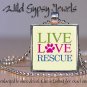 Live Love Rescue animals pets dog cat adopt glass tile metal pendant necklace