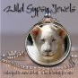 Regal White lion baby cub BIG CAT 1" round glass tile pendant metal necklace