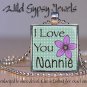 Mother's Day LOVE U Nannie GIFT idea Aqua check 1" glass tile pendant necklace