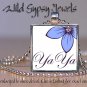 Mothers Day GIFT idea YaYa BLUE flower chic 1" glass tile metal pendant necklace