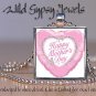 Mother's Day HEART GIFT idea Mom Nana Grandma PINK glass tile pendant necklace