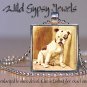 English Bulldog brown gold cute dog sweet Vtg 1" glass tile pendant necklace