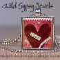 LOVE passion HOT glass tile metal pendant charm necklace Red Heart altered art