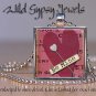 Heart necklace Red Mauve Be Mine Glass tile metal pendant charm