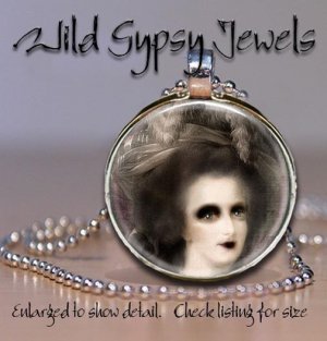 Marie Antoinette Classical Goth Punk round 1" glass tile metal pendant necklace