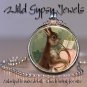 Petit Lapin French Horn Bunny music 1" glass tile round metal pendant necklace