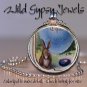 Blue Egg French Easter Bunny chic HOT 1" glass tile round metal pendant necklace
