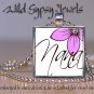 Mothers Day GIFT idea Nana PINK flower chic 1" glass tile metal pendant necklace