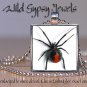 Punk Gothic Black Widow Spider 1" sq Glass Tile Fashion Necklace Pendant