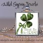 Shamrock Irish green St Patrick's Day 1" glass tile metal pendant charm necklace
