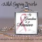 Pink Ribbon Grandma SURVIVOR Breast Cancer Awareness glass tile pendant charm