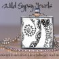 Fashionable Original BW DOODLE abstract art 1" glass tile meta lpendant NECKLACE