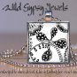 Fashionable abstract art B&W doodle DRAWING 1" glass tile metal pendant NECKLACE
