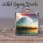 Surreal Celestial Landscape Moon Planet ocean 1" Glass Tile Pendant necklace
