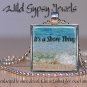 Jersey Shore Beach Girl Sand chic Sea Waves 1" glass tile Metal pendant necklace