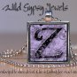 Personalized A-Z alphabet initial chic PURPLE square glass Tile Necklace Pendant