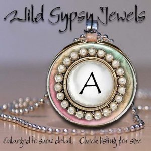 Personalized A-Z alphabet initial chic design round glass Tile Necklace Pendant